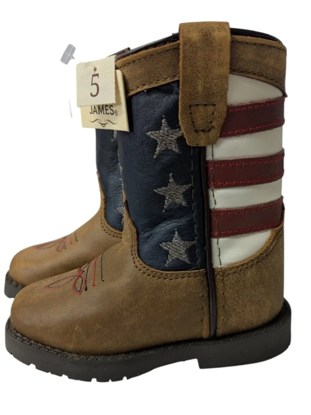 NEW Cody James Toddler Boys' USA Flag Western Boots Broad Square Toe Size 5